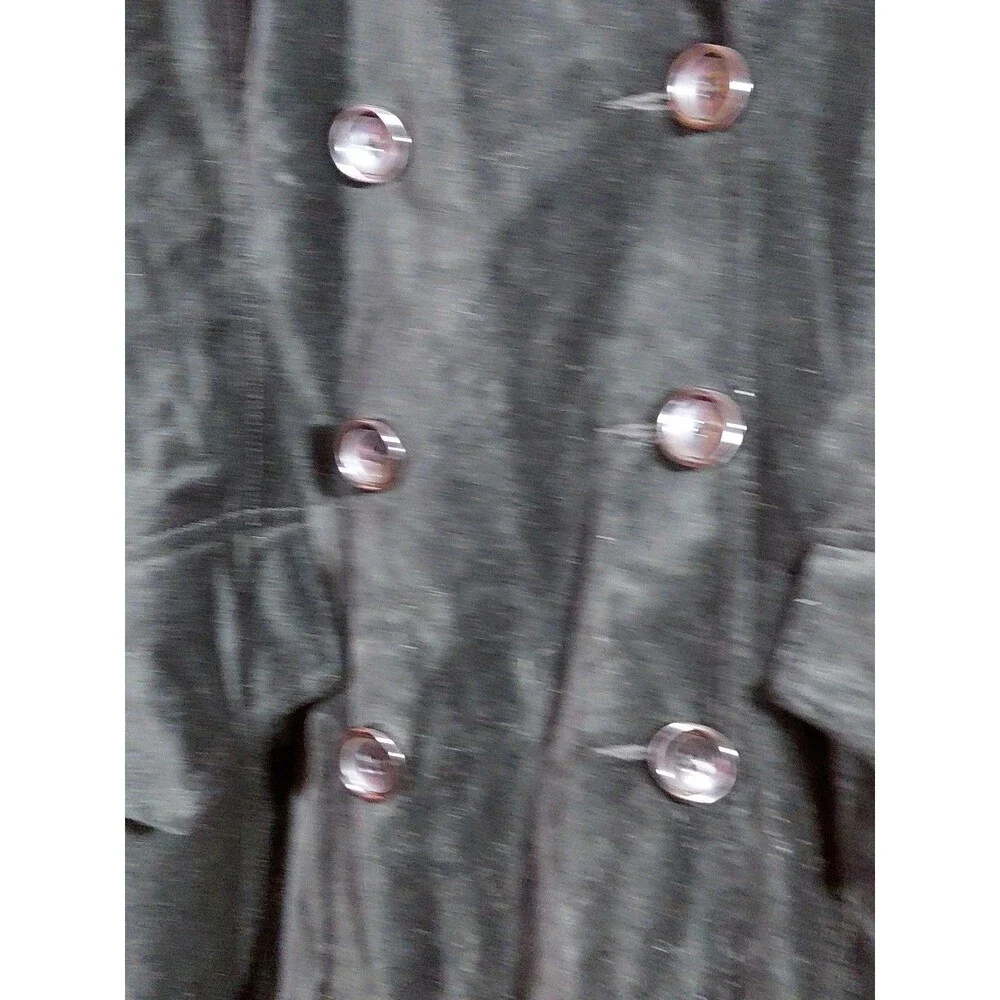 Newport News SP Petite Black Velvet Velour Double Breasted Maxi Trench Coat - Picture 5 of 11